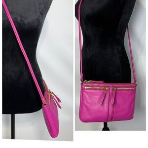 FOSSIL Erin #ZB5430 Leather Small Crossbody Pink/Fuchsia Purse